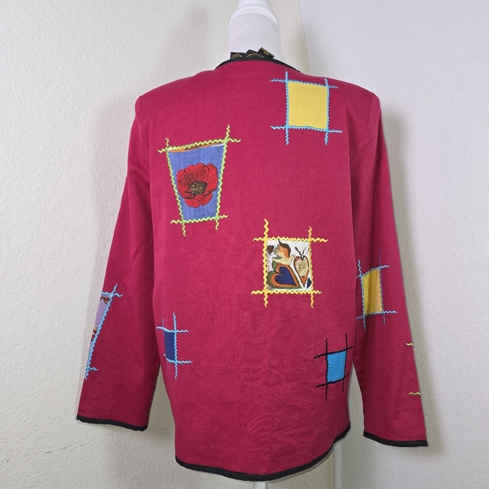 Allure Vtg Patchwork Embroidered Jacket Medium Ar… - image 4